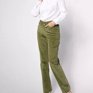 Peace Love World Regular Fine Wale Corduroy Pant, size 16 green red details